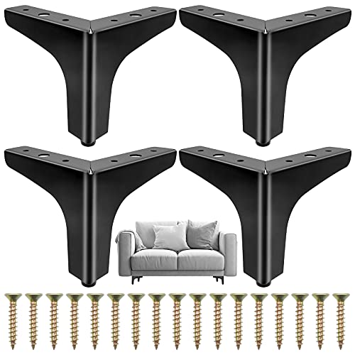 Cisolen 4 Stück Schwarze Möbelfüße Austauschbare Möbelfüße für Sofa Couchtisch Stühle Schrankfüße (10 cm) von Cisolen