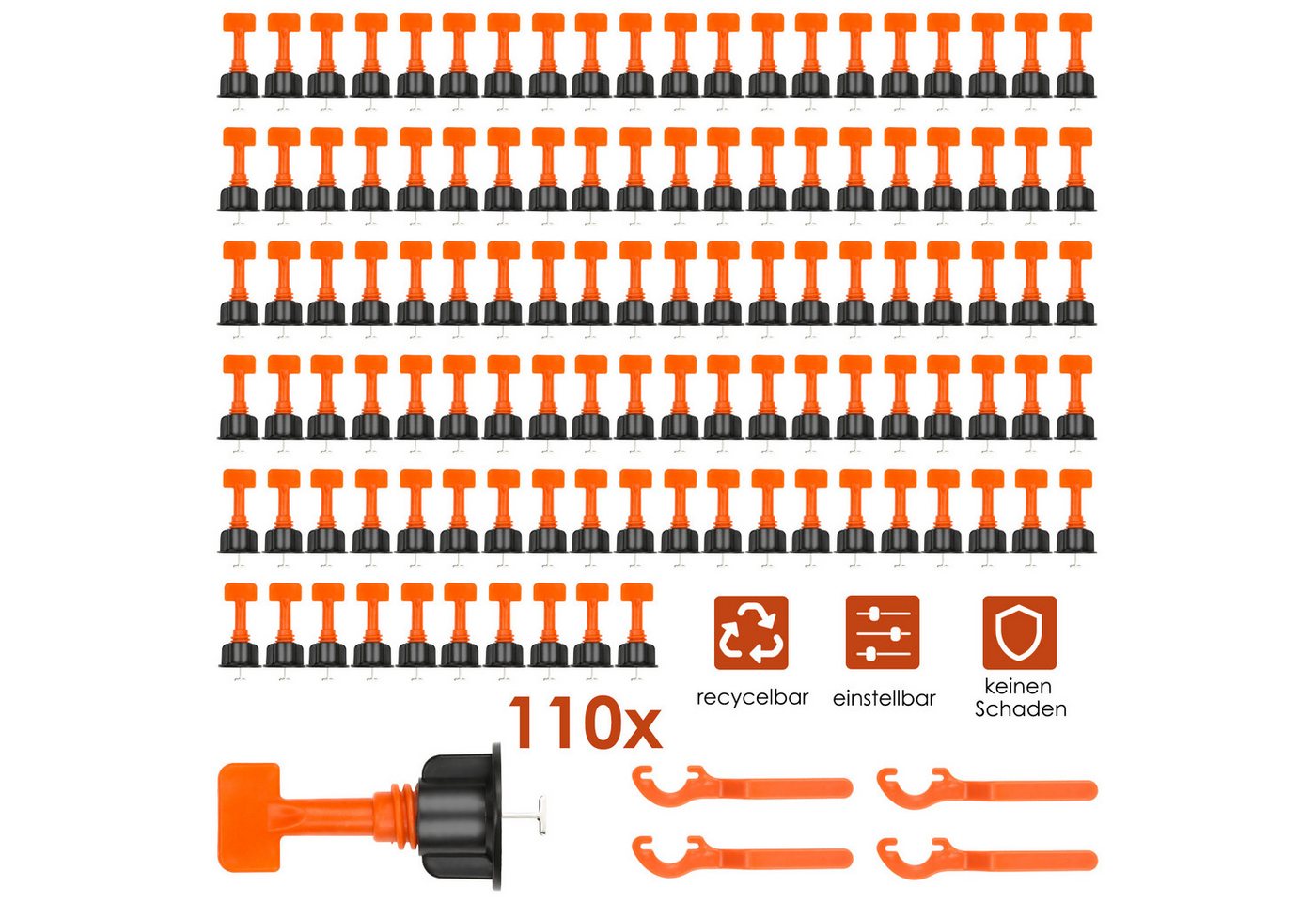 Clanmacy Verlegeset Fliesen Fliesenkreuz 110 teiliges Fliesen Nivellier Kit Clip Tile, (Fliesen Nivellierung System) von Clanmacy