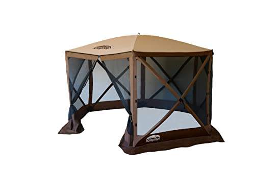 Claptop Schnell aufbaubarer Faltpavillon ClapTop 600, Braun, für 8 Personen, wasserdicht mit gefüttertem Reißverschluss, leichte und stabile Fiberglaskonstruktion, in 60 Sekunden aufgebaut, 8,7m² von ClapTop