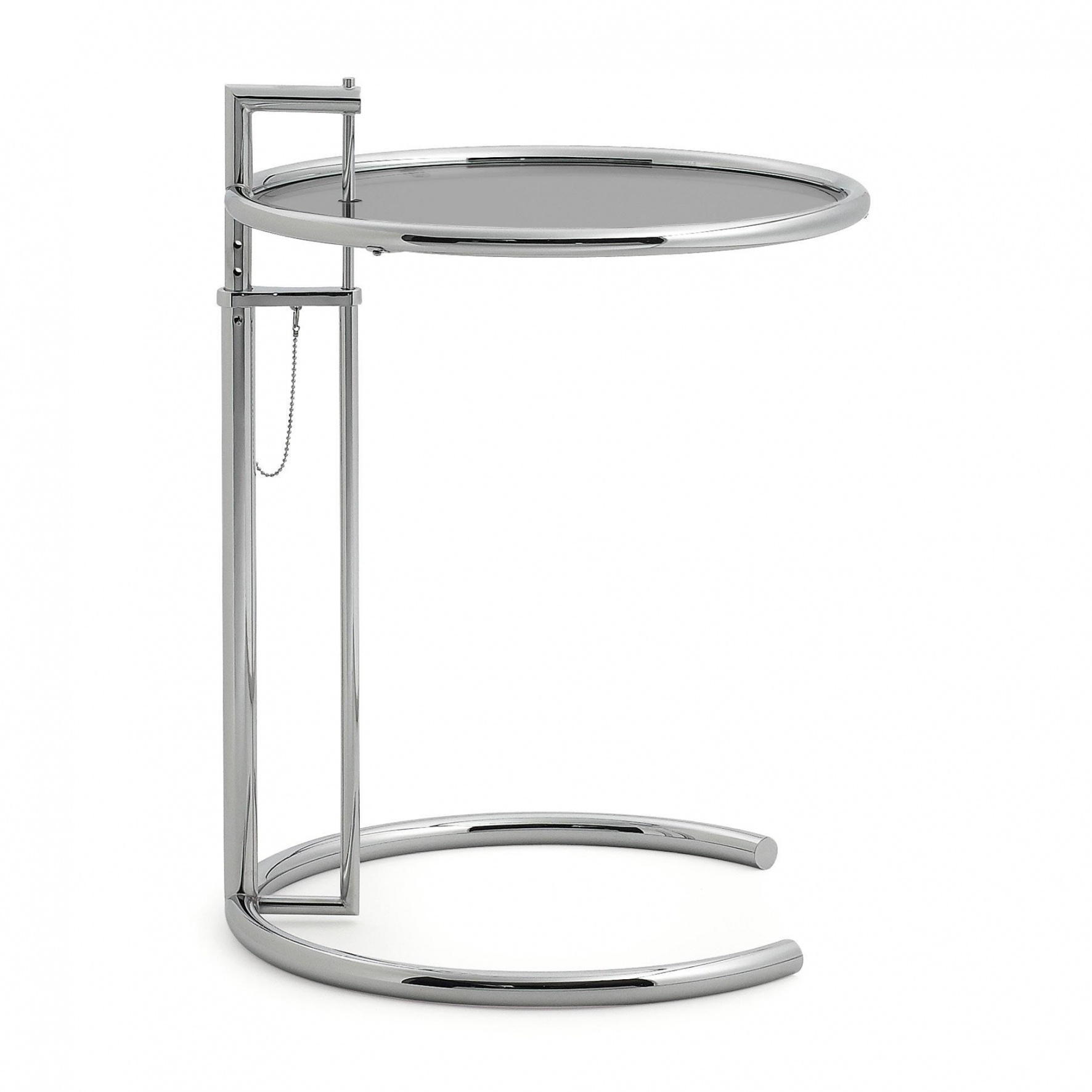 ClassiCon - Adjustable Table E 1027 Beistelltisch - rauchgrau/Parsolglas/Ø52cm/höhenverstellbar H 64-102cm/Gestell chrom von ClassiCon