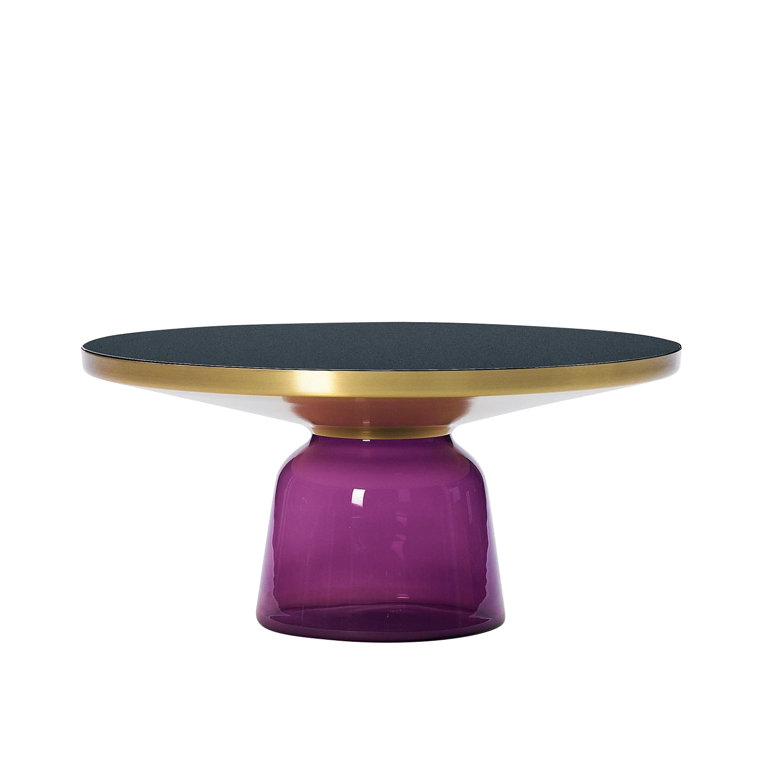 ClassiCon - Bell Coffee Table Kaffeetisch Messing - amethyst-violett/Kristallglas/H 36cm/Ø 75cm/Glasfuß HxØ 25x32cm/Metallaufsatz Messing massiv von ClassiCon