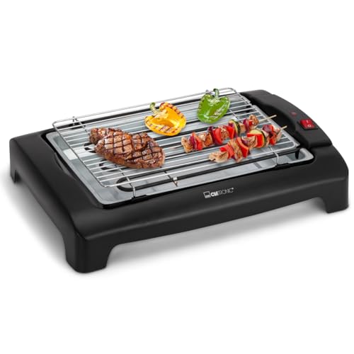 Clatronic® Barbecue-Tischgrill | ideal für Balkon & Küche | Tischgrill elektrisch | Elektrogrill mit Cool Touch-Gehäuse | abnehmbares Grillrost | Grill mit Metallauffangschale | 2000 W | BQ 2977 N von Clatronic