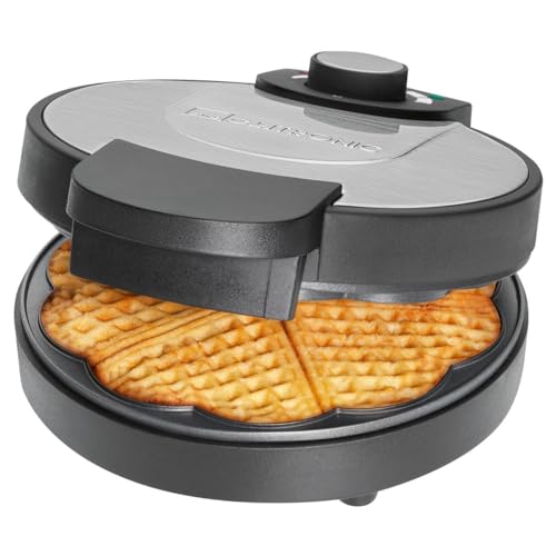 Clatronic® Waffeleisen | mit Ø 18cm antihaftbeschichteter Backfläche | Waffeleisen Herzform | stufenlos einstellbarer Bräunungsgrad & Backampel | Waffle Maker mit Edelstahleinlage | 1000W | WA 3492 von Clatronic