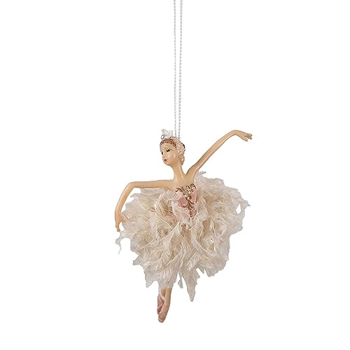 Clayre & Eef Weihnachtsanhänger Ballerina 15 cm Rosa Beige Polyresin Weihnachtsbaumschmuck von Clayre & Eef
