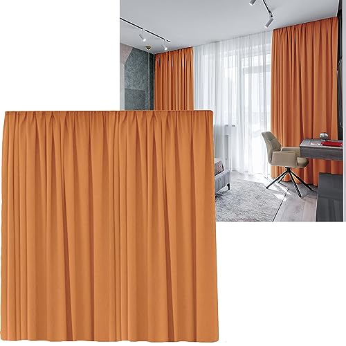 Cleanlevel EST 2016 Vorhänge Vorhang 300cm B x 245cm H Gardine Verdunkelungsvorhang Kräuselband Blickdicht abdunkelnd Thermo Wärmeisolierend Wohnzimmer(Orange Kräuselband) von Cleanlevel EST 2016