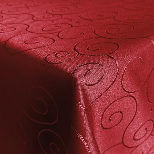 Hochwertige Stofftischdecke Ornamente Tischdecke Tafeldecke Tischtuch Bügelarm schnelltrocknend (Rot, Eckig 110x180cm) von Cleanlevel EST 2016