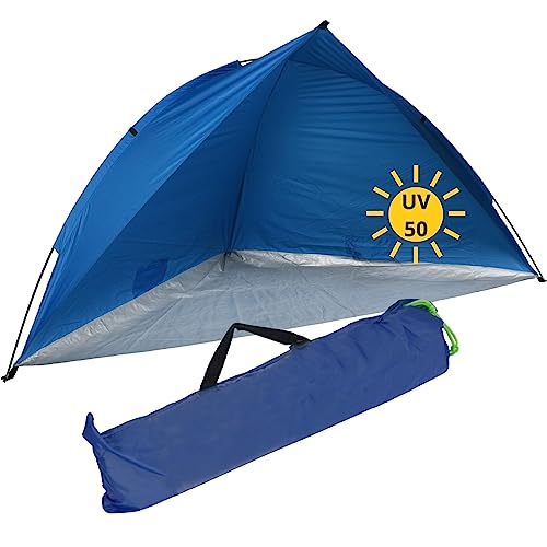 Strandmuschel Strandzelt mit UV 50 Schutz und Transporttasche Zelt Babyzelt Camping Reisezelt Sonnenschutz Kinder Sonnenschirm (Dunkelblau) von Cleanlevel EST 2016