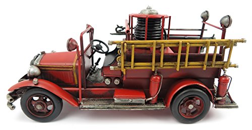 Blechauto Oldtimer Feuerwehrauto Löschzug Feuerwehrwagen Spritzenwagen rot Nostalgie DEKO Retro Blechmodell Modellauto Automodell Shabby Vintage von Clever-Deko