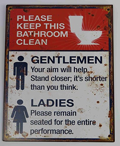Clever-Deko Blechschild Please Keep This Bathroom clean Gentleman Ladies Nostalgie Schild Retro Bitte das Bad sauber halten Toilette von Clever-Deko