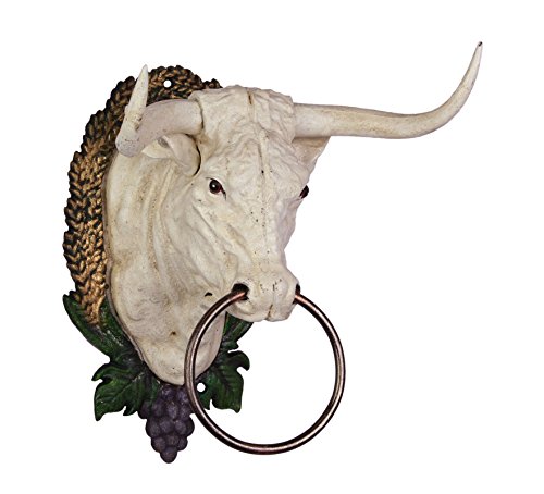 Wanddeko Skulptur Handtuchhalter STIER Ochse Bulle Gusseisen Handtuchring von Clever-Deko