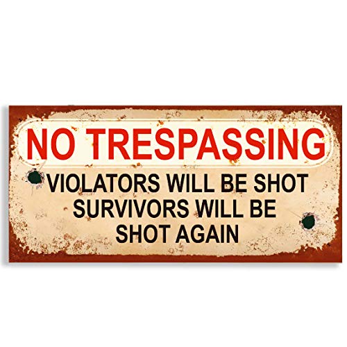 Schild "No Trespassing Shot", Vintage-Stil, UPVC, lustiges Schild für den Garten, Männerhöhle, Bar #1129 von Close to the Bone