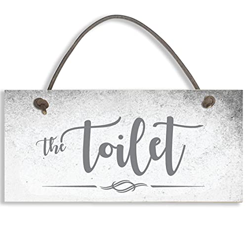 Türschild "The Toilette" für Toilette, Badezimmer, Hotel, Geschäft, Zuhause, Shabby Chic, Größe 19 x 9 cm #1501 von Close to the Bone