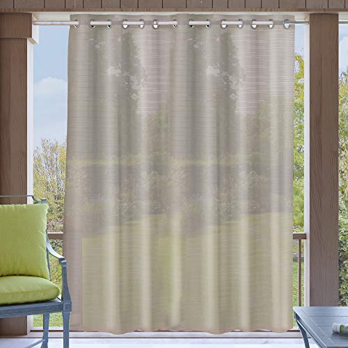 Clothink Outdoor Vorhang 254x215cm mit Ösen Transparent Grau(1 Stück)- mit Raffhalter - Wasserabweisend Schmutzabweisend Blickdicht Sonnenschutz Sichtschutz für Veranda Terrasse Balkon von Clothink