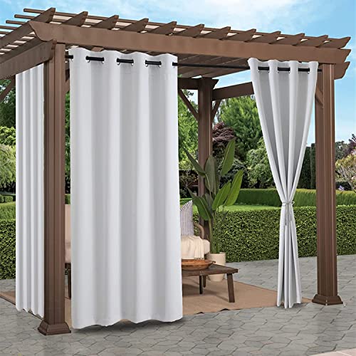 Clothink Outdoor Vorhang Ösen 132x275cm Weiß Anti-Verblassen Winterschutz Sonnenschutz Sichtschutz Windschutz Wetterfest,Senkrechtmarkise Vertikalmarkise Terrasse Balkon Pergola von Clothink