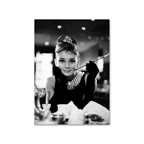 Audrey Hepburn Poster Filmstar Fotografie Foto Schwarz Weiß Audrey Hepburn Wand Bilder Audrey Hepburn Bild Mode Zimmer Schlafzimmer Dekor Leinwand Gemälde F09112 von CloudShang