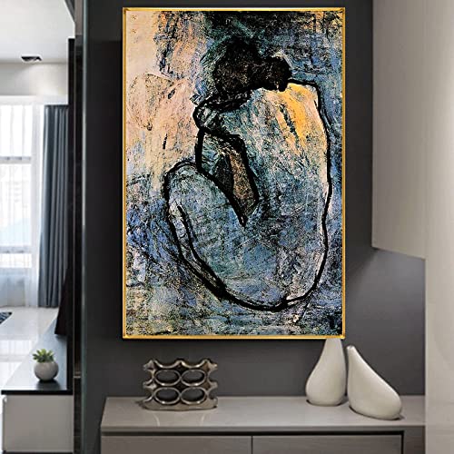 CloudShang Berühmte Gemälde Blau nackt Von Pablo Picasso Vintage Mädchen Poster Retro Rückansicht Kunstdrucke Picasso Wand Bilder Picasso Wohnzimmer Bürowand Cuadros Deko K24182 von CloudShang