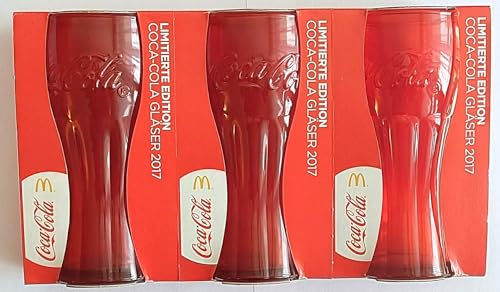 /Coca Cola 0,3l Glas/Original/Mc Donald's/Konturglas/Arcoroc/Gläser/Softdrink/Longdrink/Trinkgläser/Gastro/Bar/Party / 3er Set von /Coca Cola