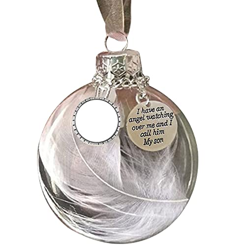 Christmas Ornaments Angel Feathers Ball,Can Put Photos,Memorial Gifts for Family Member,Angels in Heaven Pendants Memorial Ornament Feather Ball Christmas Tree Hanging Ornament (I) von Cockjun