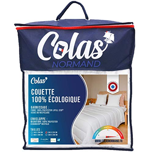 COLAS NORMAND - Umweltverträgliche Bettdecke - Warm - 240 x 220 cm - Umschlag und Füllung aus recycelten Flaschen - Weich seidig und komfortabel - Sorgfältige Verarbeitung von COLAS NORMAND