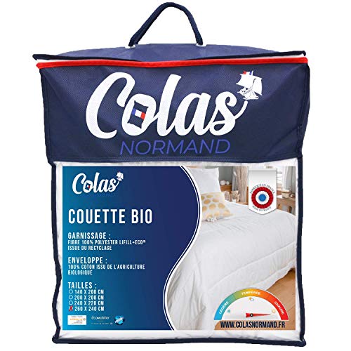 COLAS NORMAND - Bio-Bettdecke - warm - 260 x 240 cm - Bio-Baumwolle - Füllung aus recycelten Flaschen - Umweltfreundlich - Made in France von COLAS NORMAND
