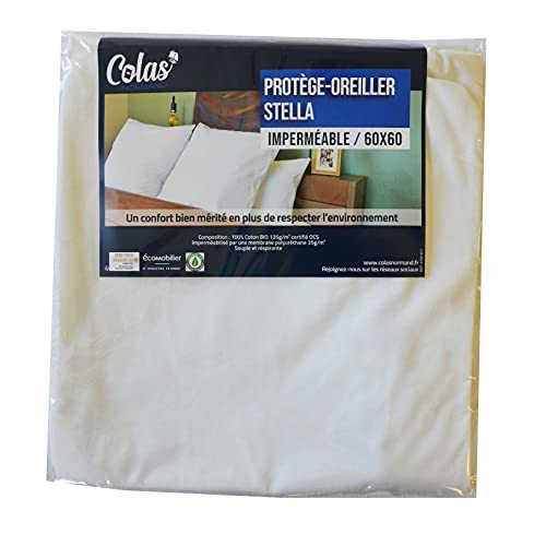 Colas Normand - Stella wasserdichter Kissenbezug 60 x 60 cm - 100% OCS zertifizierte und recycelte Bio-Baumwolle - Stretch - flexibel und langlebig - Reißverschluss von COLAS NORMAND