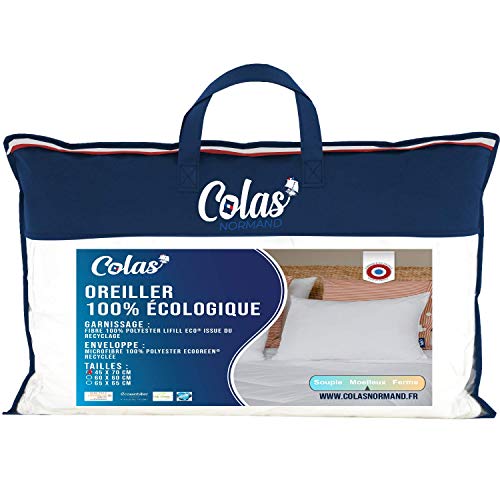 COLAS NORMAND Kissen, umweltfreundlich, 45 x 70 cm, Umschlag und Füllung aus recycelten Flaschen, Mikrofaser, weich und angenehm, sorgfältige Verarbeitung von COLAS NORMAND