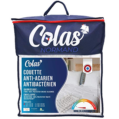 Colas Normand Bettdecke, Milbenstaub und antibakteriell, leicht, 140 x 200 cm, lang anhaltende Wirkung, perfekte Hygiene, Mikrofaser, weich und bequem, waschbar, französisch hergestellt, weiß 53130247 von COLAS NORMAND