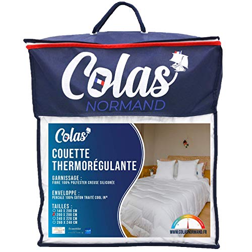 COLAS NORMAND - Thermoregulierende Bettdecke - Cool in - temperiert - 200 x 200 cm - Schweiß ableitend - Optimale Belüftung - Perkal 100% Baumwolle - Fresh Feeling - Made in France von COLAS NORMAND