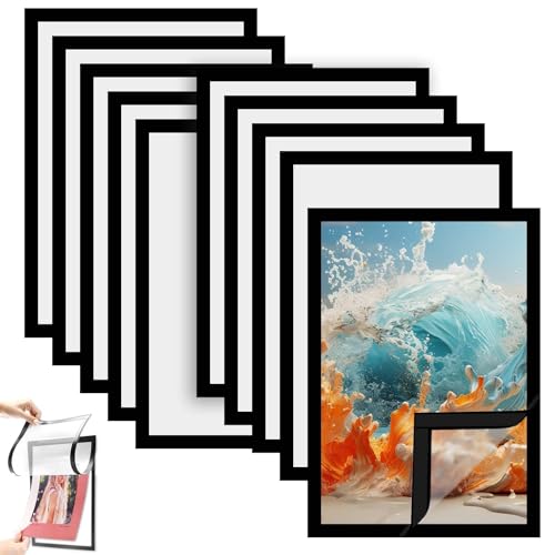 Collazoey 10 Stück Diamond Painting Rahmen,A4 Magnetrahmen Set,Selbstklebender magnetischer Bilderrahmen，für Wanddekoration zu Hause（Innenmaß 29x 20.5 cm） (Schwarz) von Collazoey