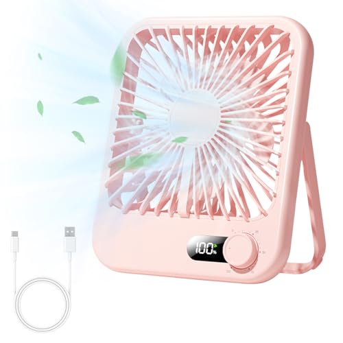 Collazoey Tischventilator Leise, 3000mAh Ladefähige,USB Speed Frequenzumwandlung Ventilator,180°Einstellbar, für Büro, Bibliothek, Bedroom, Camping (Rosa) von Collazoey