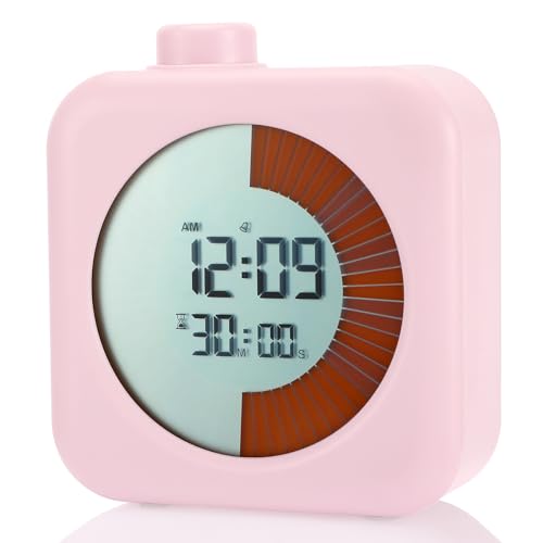 Visueller Timer, 3 in 1 Modus Uhr Alarm und 60 Minuten Countdown, Digital Timer mit Buntem Bildschirm für Kinder Erwachsene Schule Zuhause Küche Arbeit (Rosa) von Collazoey