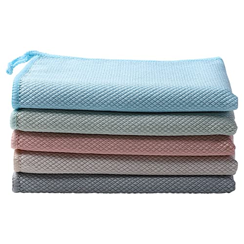 Colorful 5 PCS Fischschuppen Abwaschtuch 25 * 25cm Korallenvlies Geschirrtücher Doppelseitige Dicke Küchentücher - Dish Towel Küchenhandtücher fürKüche | Geschirr | Bad (5 STK) von Colorful Home Tool