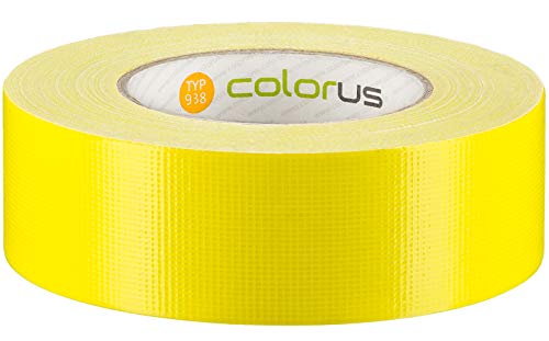 Colorus Premium Beton Gewebeband 44 mm x 50 m | Betonband gelb für raue Oberflächen | Gewebeklebeband Klebeband ultra robust | Panzertape UV-beständig, wasserfest | Panzerband extra stark von Colorus