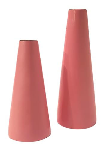 Set mit 2 Teelichthaltern aus Holz in rosa lackiert (Durchmesser 6,5 cm x Höhe 14,5 cm - Durchmesser 7 cm x Höhe 20 cm) von Comarco Sa