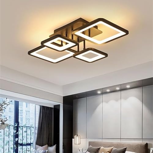 Comely Deckenlampe LED, 54WLED Deckenleuchte Dimmbar mit Fernbedienung, Modern Geometrisch Design Deckenbeleuchtung für Schlafzimmer Wohnzimmer Küche Arbeitzimmer, Schwarz von Comely