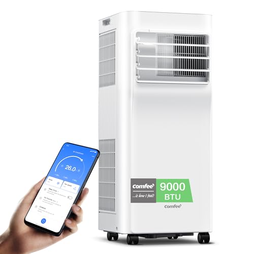 Comfee Mobiles Klimagerät Breezy Cool 2.6, 9000 BTU,2,6kW, 3 in 1 Kühlen,Ventilieren,Entfeuchten, 4-Wege Lufteinlass, APP-Steuerung,Mobile Klimaanlage mit Abluftschlauch von Comfee