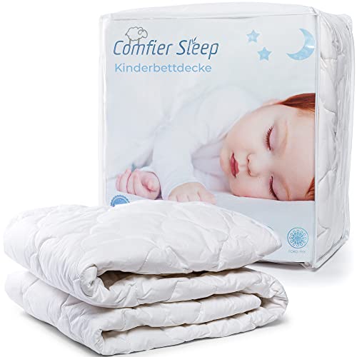 100% Natürlich Wolle Kleinkinder Bettdecke 4 TOG Anti-Allergie Kinderbett Bettdecke 100 x 135 cm und feuchtigkeitsabsorbierend Steppdecke für Kleinkinder Kinderbettdecke und Bettdecke Kinder von Comfier Sleep