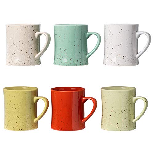 Comfify Keramik Vintage Kaffeetassen - Set von 6 bunten Kaffeetassen - Retro Tassen aus Keramik - Mikrowellen- & spülmaschinenfest - Praktische und dekorative Tassen für Ihre Lieblingsgetränke von Comfify