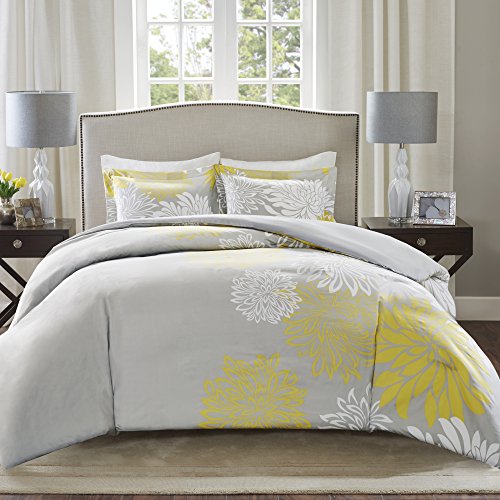 Comfort Spaces Enya Comforter Set-Modern Floral Design All Season Down Alternative Bedding, Matching Shams, Bedskirt, Decorative Pillows, Queen(90"x90"), Yellow von Comfort Spaces