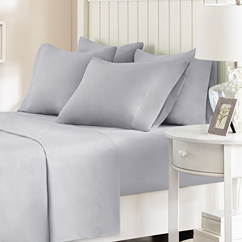 Comfort Spaces Microfiber Set 14" Deep Pocket, Wrinkle Resistant All Around Elastic-Year-Round Cozy Bedding Sheet, Matching Pillow Cases, Full, Light Gray von Comfort Spaces