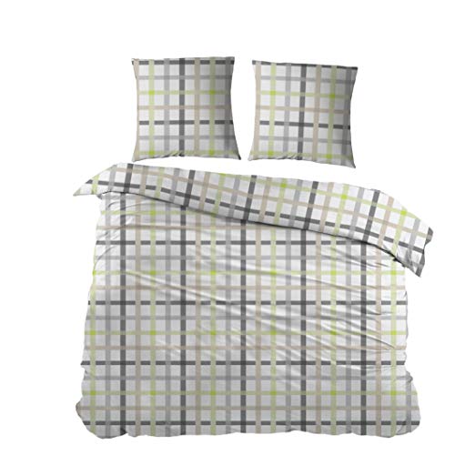 Comptoir du Linge Bettwäsche-Set Cadiz Grün und 2 Kissenbezüge, ägyptische Baumwolle, Bedruckt, 240 x 220 x 0,5 cm von Comptoir du Linge