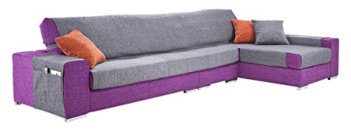 Comptoir du linge Decke Schutz Sofa-Ottomane Paula Baumwolle/Polyester/Acryl grau 280 x 1 cm Rechter Winkel grau von Comptoir du linge