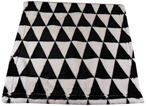 Comptoir du Linge Grand Luxe Mikro-Decke Dreiecke, Mikrofaser, schwarz/weiß, 200 x 150 cm von Comptoir du Linge