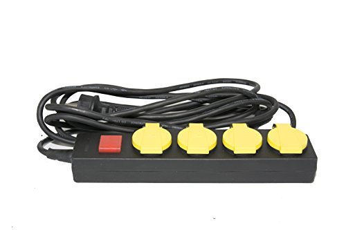 Mehrfachsteckdose - Outdoor 4 fach Steckdosenleiste mit Kindersicherung und Schalter schwarz (5 m Kabel) von shopVG