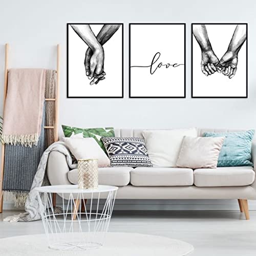 ConBlom Poster Set, 3 Stück Modern Schwarz Weiß Love Bilder Wandbilder Posterset, für Wohnzimmer, Schlafzimmer Deko, Ohne Rahmen (40x50cm) von ConBlom