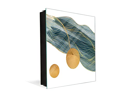 Concept Crystal Dekorative Schrank zur Schlüsselaufbewahrung mit Glas-Whiteboard KN07: Vintage Blätter und Muster Serie von Concept Crystal