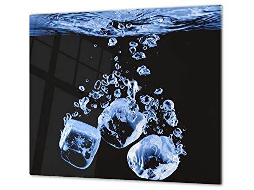 Küchenbrett aus Hartglas und Induktionskochplattenabdeckung – Schneideplatten SINGLE mit 60 x 52 cm und DOUBLE - zwei Bretter mit 30 x 52 cm D02 Water Series: Ice von Concept Crystal