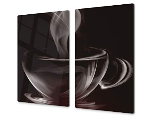 Kochplattenabdeckung Stove Cover und Schneideplatten SINGLE mit 60 x 52 cm und DOUBLE - zwei Bretter mit 30 x 52 cm D05 Coffee Series: Coffee 6 von Concept Crystal