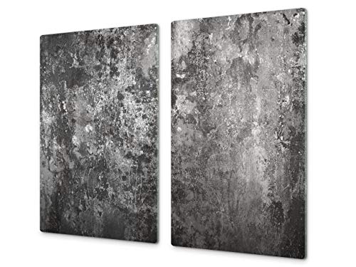 Kochplattenabdeckung Stove Cover und Schneideplatten SINGLE mit 60 x 52 cm und DOUBLE - zwei Bretter mit 30 x 52 cm D10 Textures Series A: Old wall von Concept Crystal
