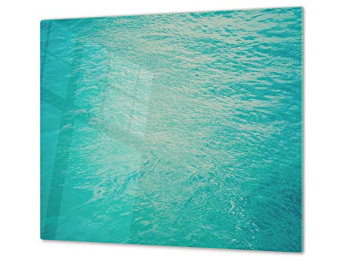 Küchenbrett aus Hartglas und Induktionskochplattenabdeckung – Schneideplatten SINGLE mit 60 x 52 cm und DOUBLE - zwei Bretter mit 30 x 52 cm D02 Water Series: Texture 130 von Concept Crystal